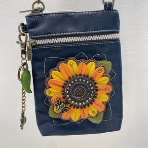 Chala Navy Crossbody Bag with Sunflower Accent